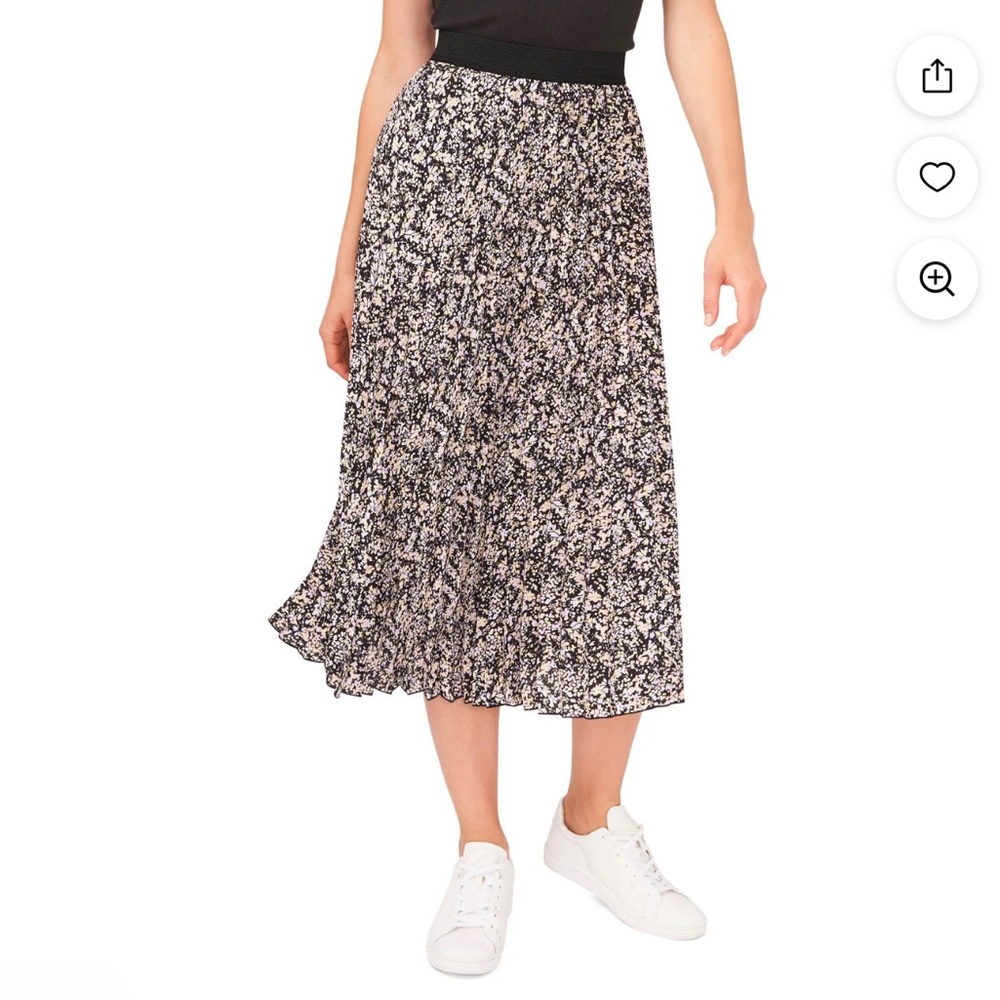 Vince Camuto Black and White Floral Midi Skirt